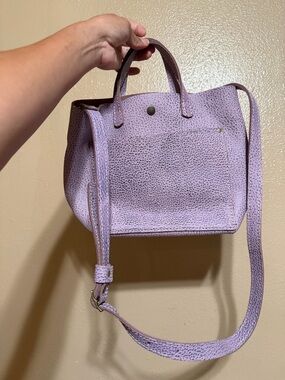 Portland Leather Goods Lilac Textured Leather Crossbody Mini Tote - Women